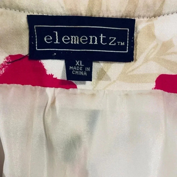 ELEMENTZ | Vibrant Floral Print Blazer 3/4 Sleeves Zipper Front Size XL - Picture 7 of 7